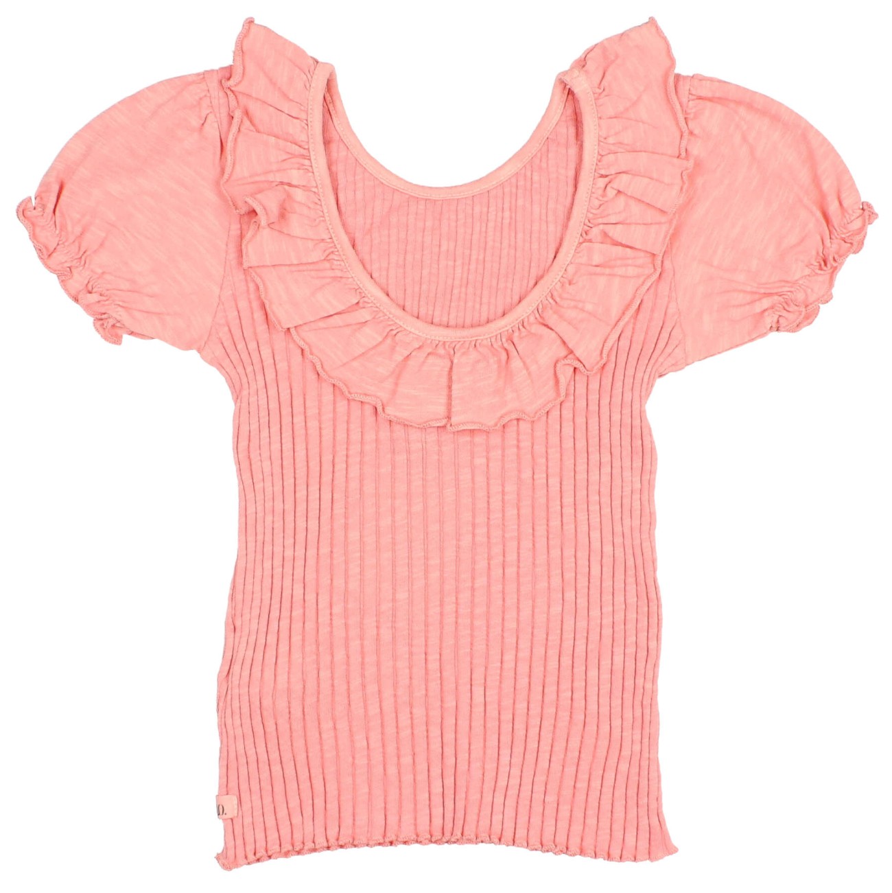 Rib Collar Tshirt | Peach Pink