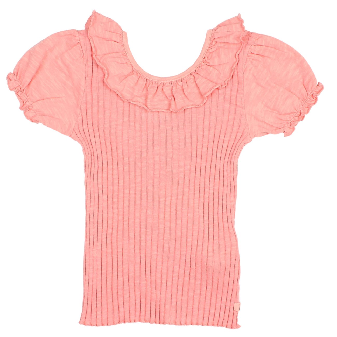 Rib Collar Tshirt | Peach Pink