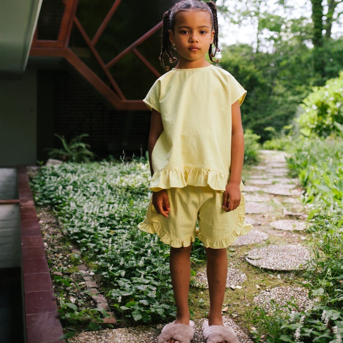 Chloe Checked Top Cozy Yellow