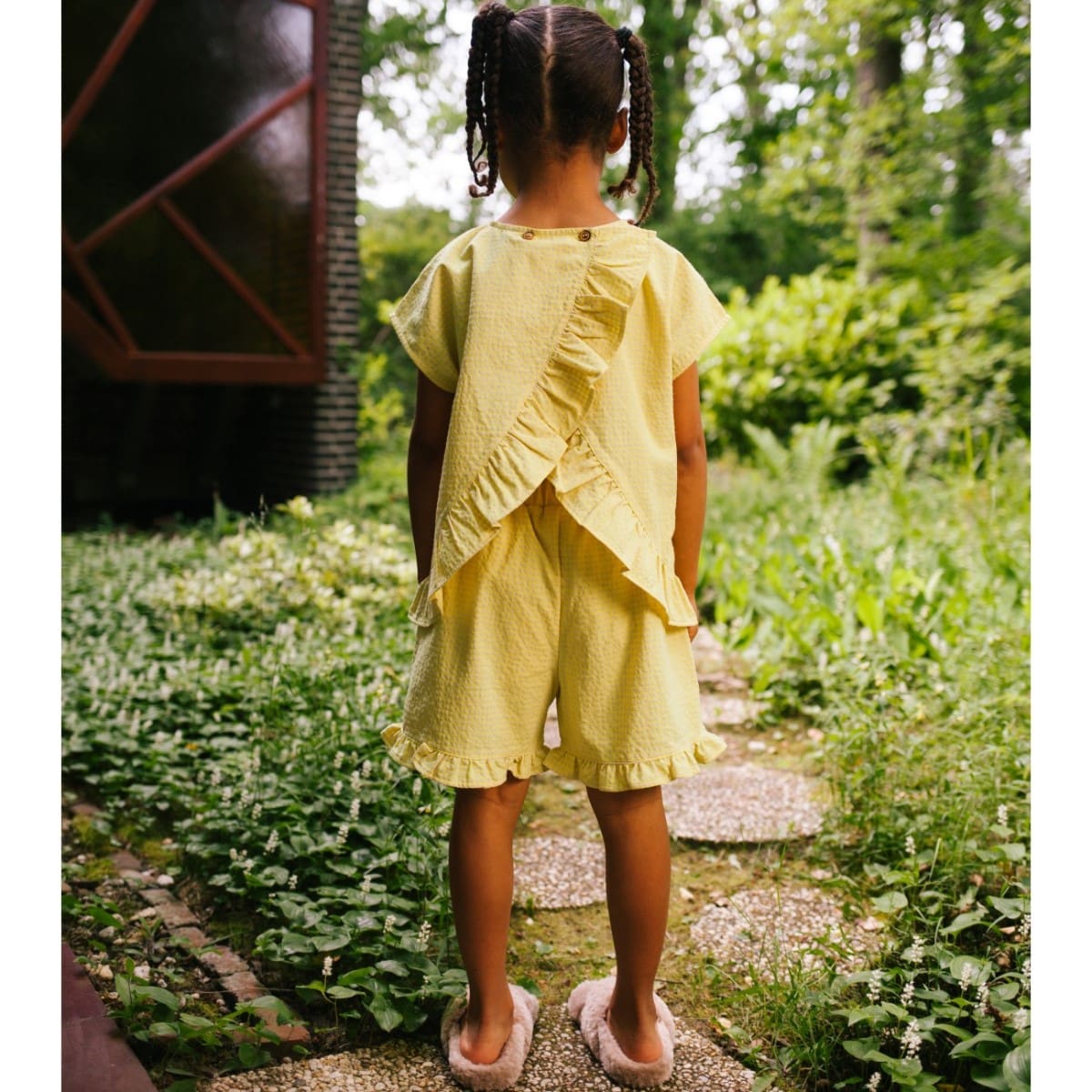 Chloe Checked Top Cozy Yellow