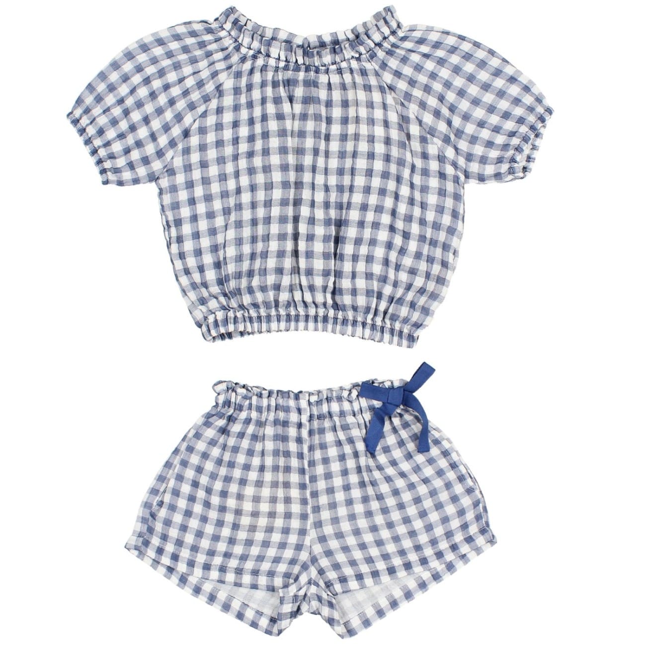 Gingham Top & Shorts | Blue Stone