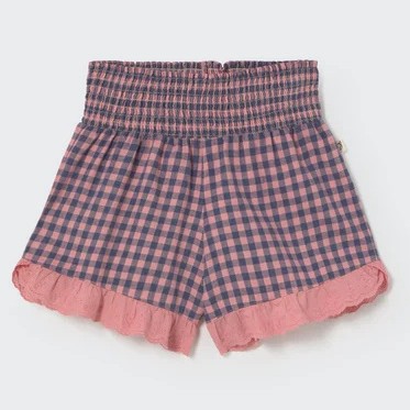 Gingham Flannel Shorts Rose Tea