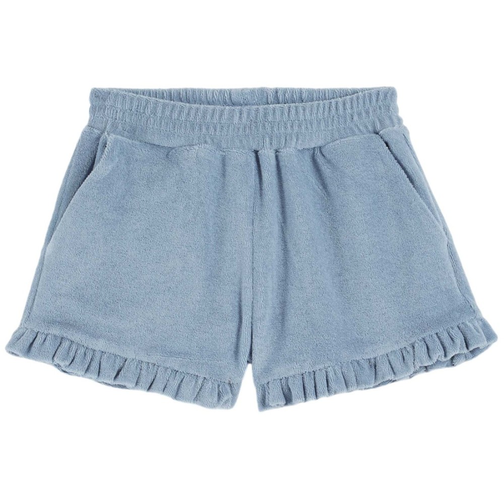 Light Blue Terry Ruffled Shorts