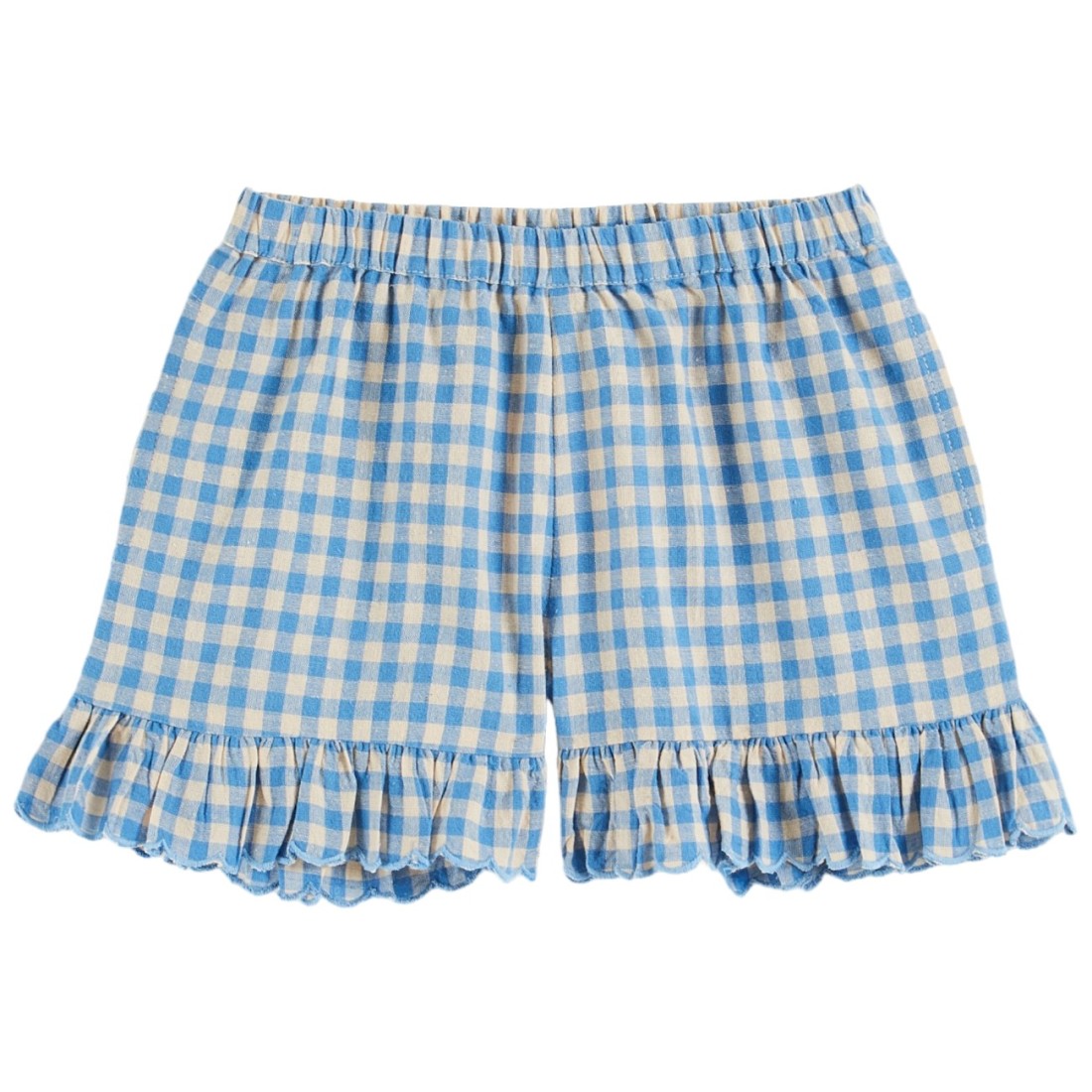 Blue Gingham Ruffled Shorts