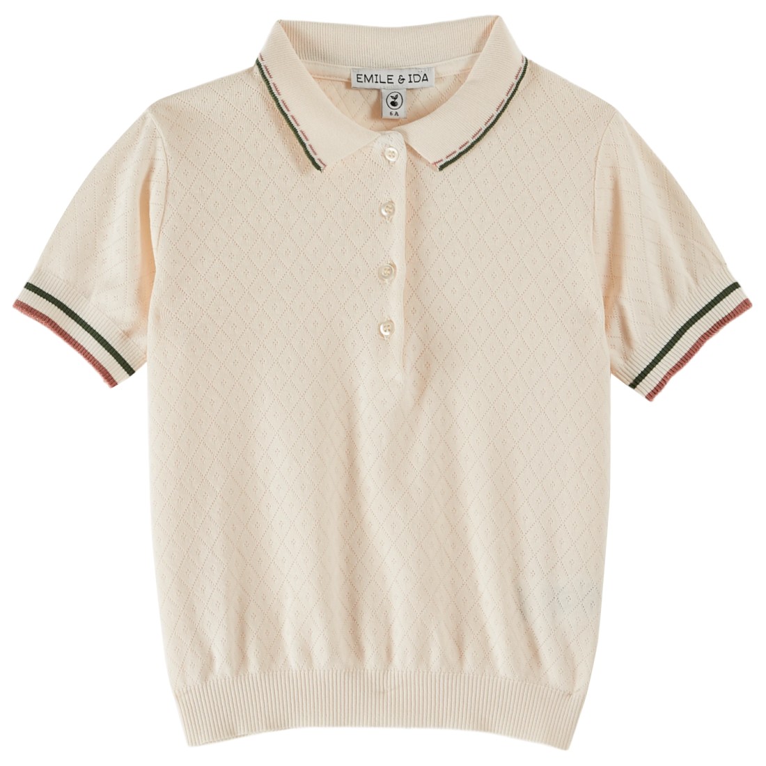 Cream Pointelle Modal Polo