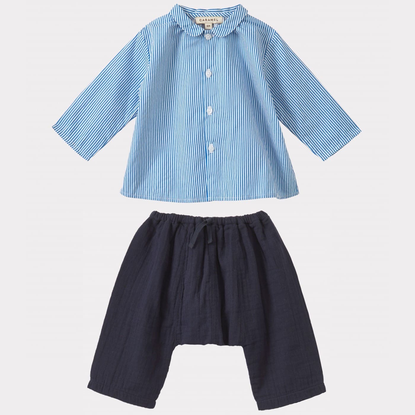 Aloe Shirt & Linum Trousers | Blue Stripe/Navy