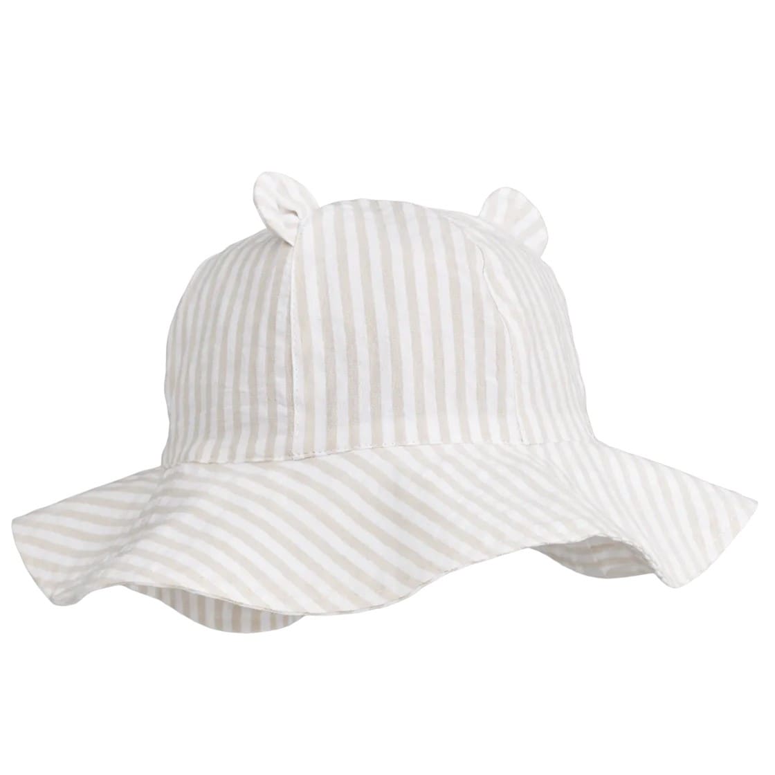 Amelia Seersucker Sun Hat With Ears | Y/D stripes Crisp white / Sandy