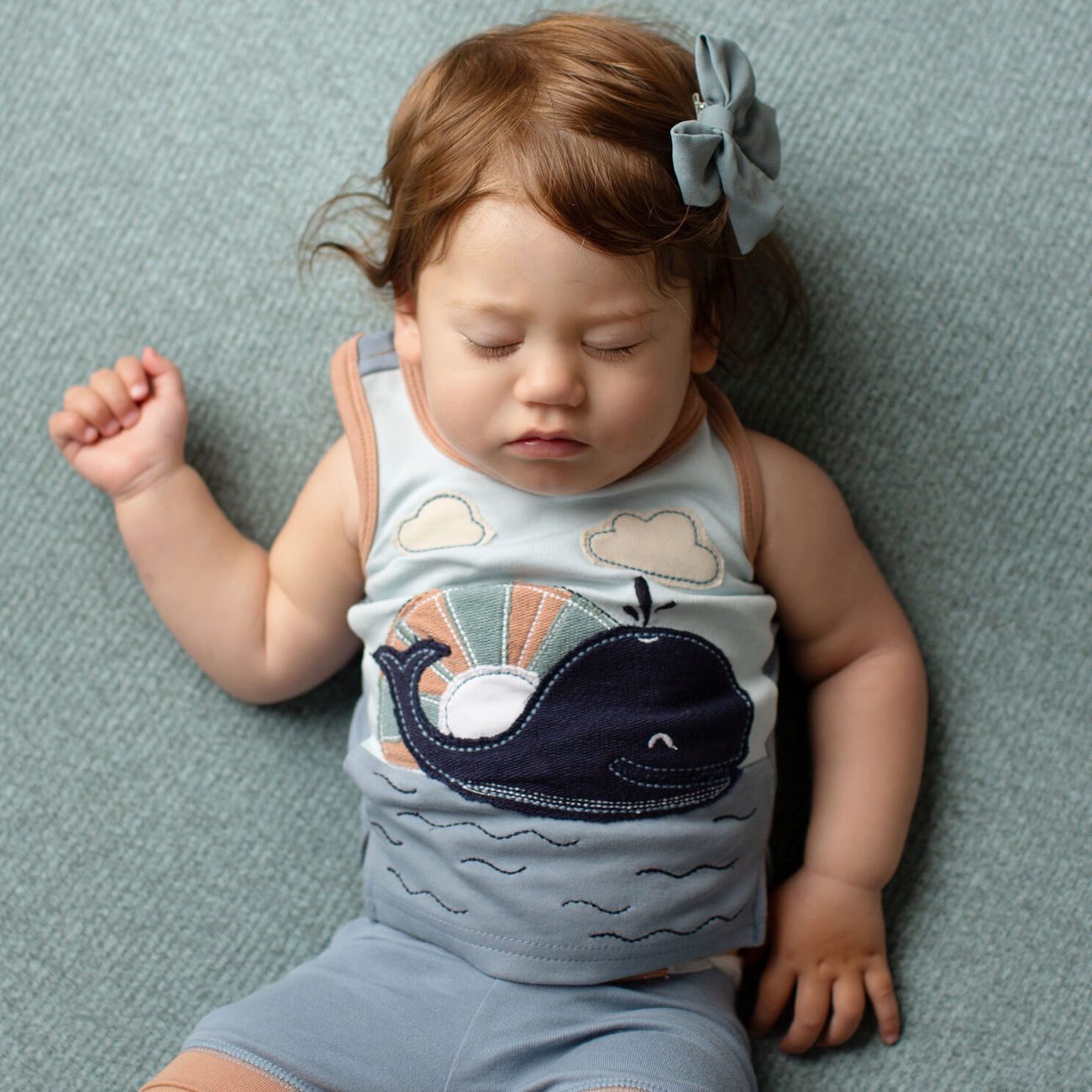 Appliqué Tank & Bike Short Set | Whale