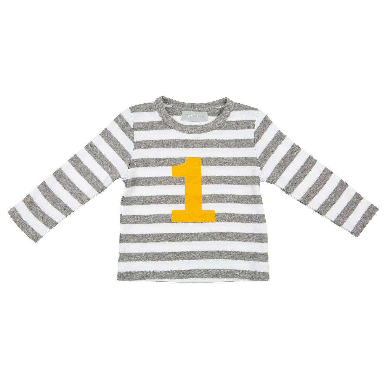 Grey Marl & White & Mustard Striped Breton T-Shirt | 1