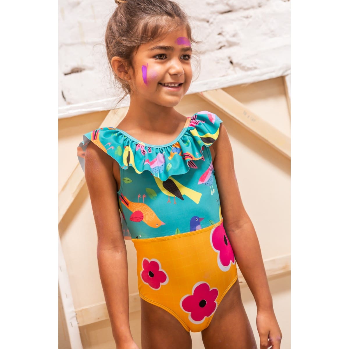 Birds Collage Spray One Piece