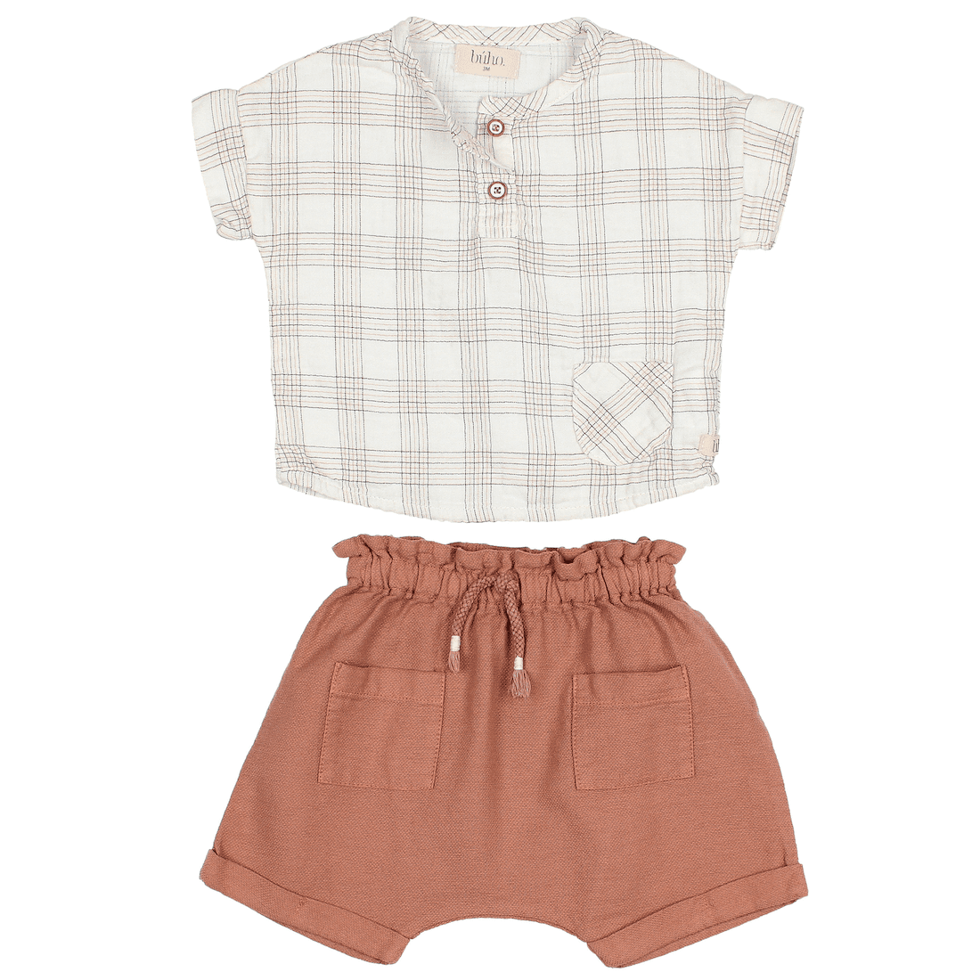 Baby Check Shirt & Textured Cotton Short