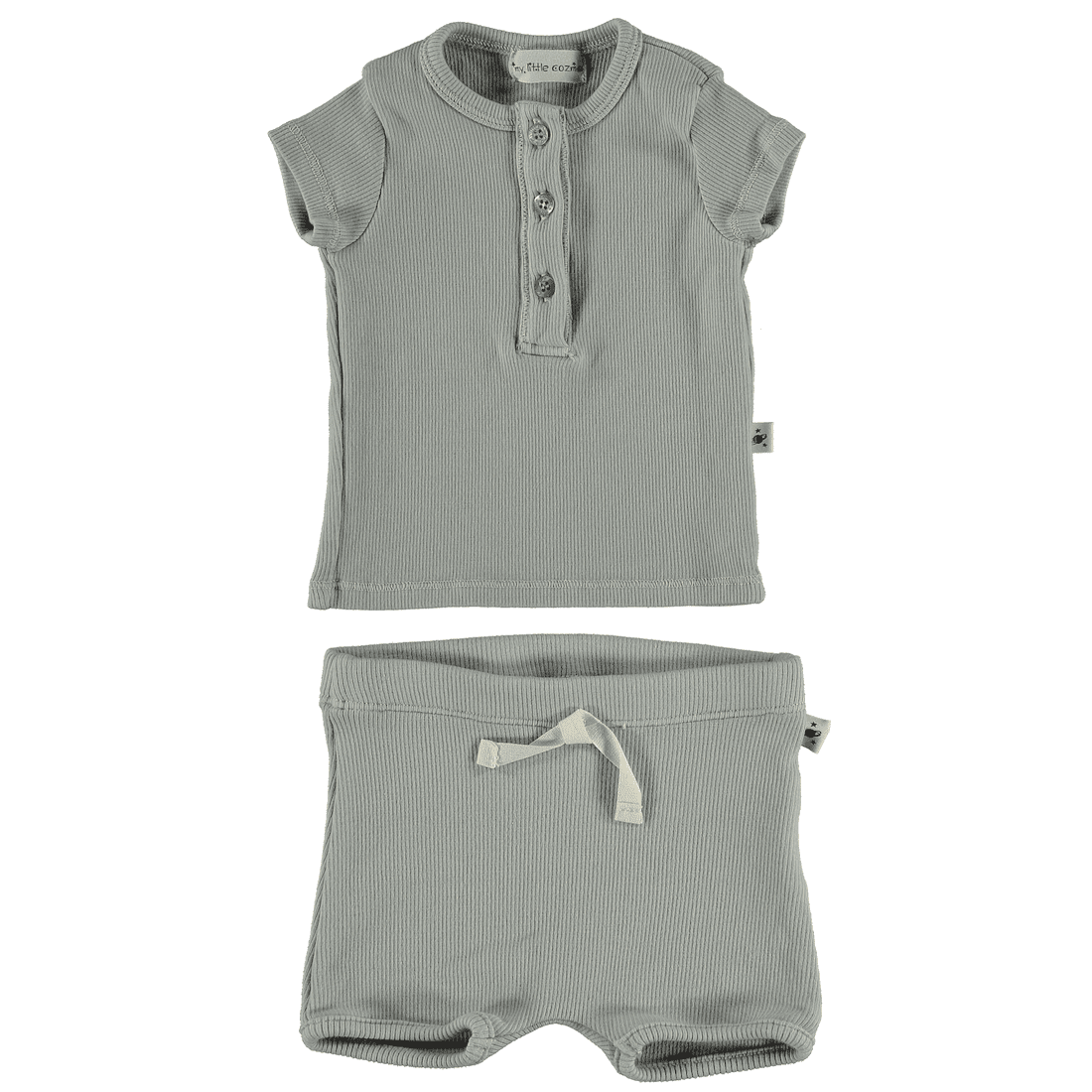 Baby Shorts & Rib Baby T-Shirt | Light Grey