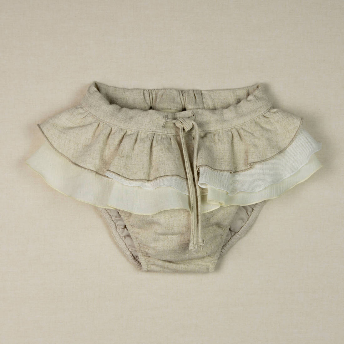 Beige Blouse W/ Straps & Culotte With Frill | Beige