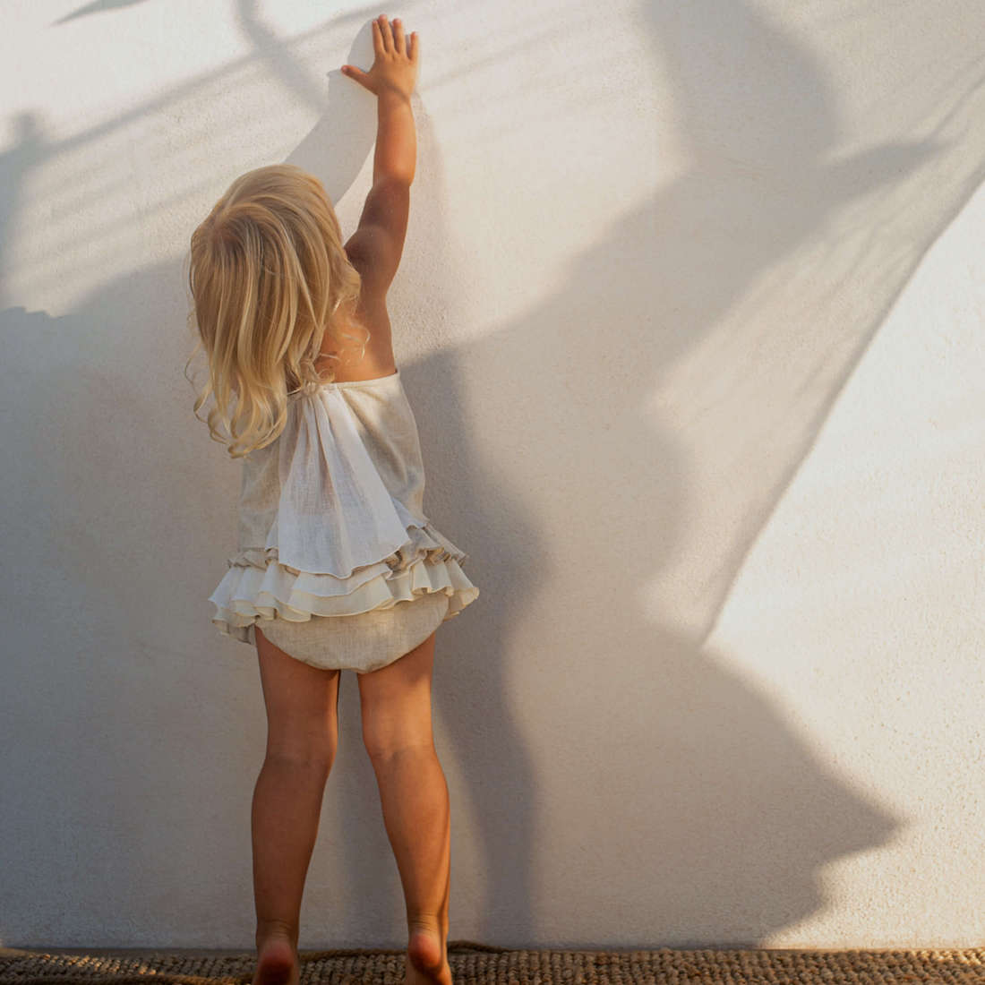 Beige Blouse W/ Straps & Culotte With Frill | Green