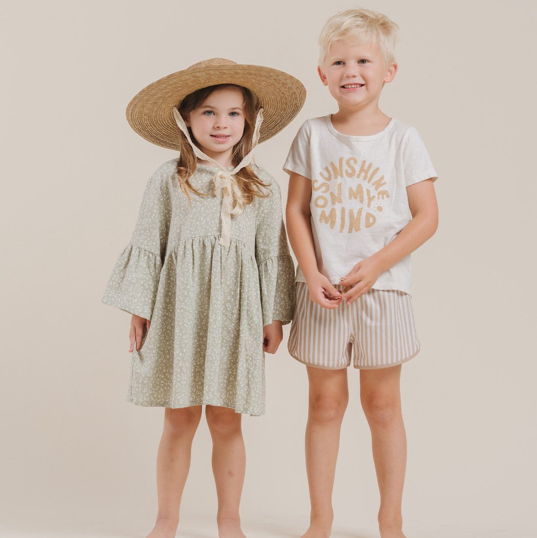 Bell Dress Almond Stripe