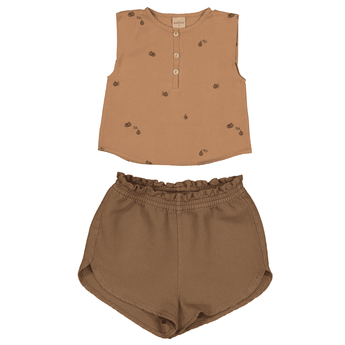 Blouse Roman Mocha Figs & Shorts Georgette Cafe