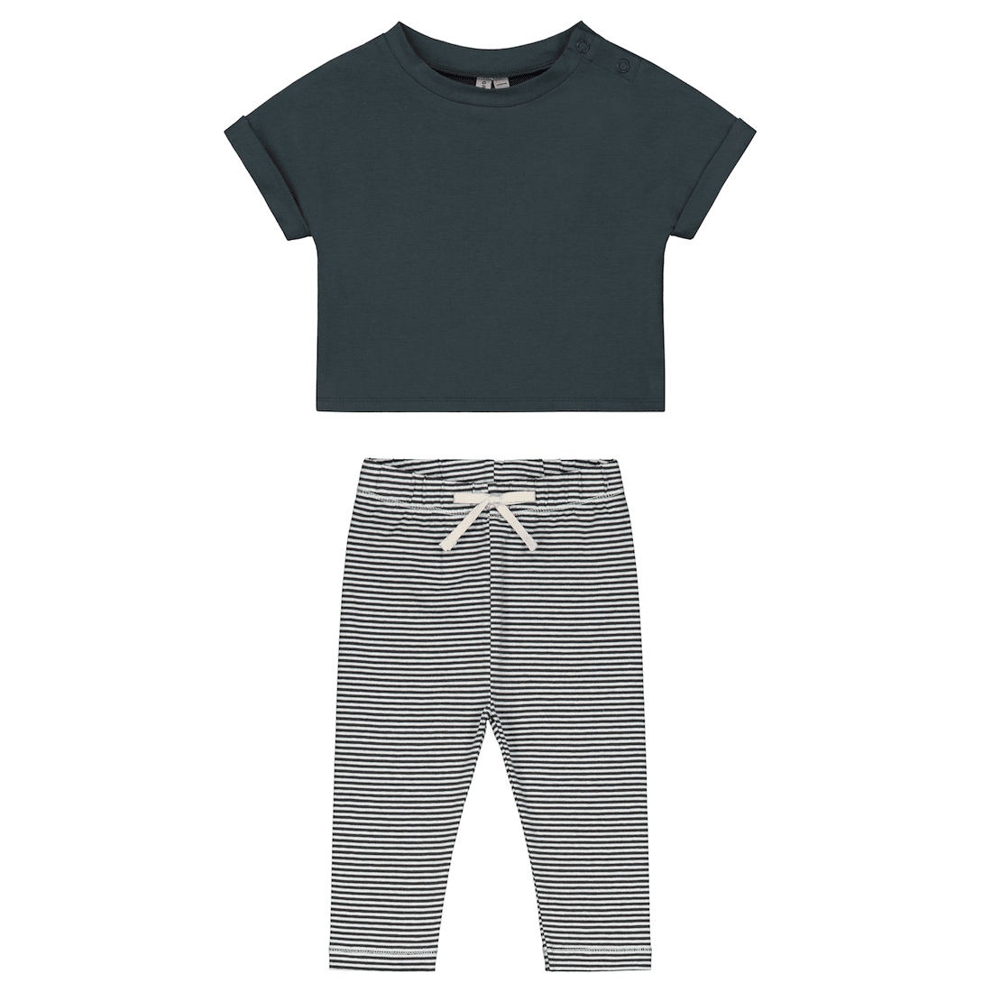 Blue Grey Roll Up Tee & Blue Grey/Cream Leggings