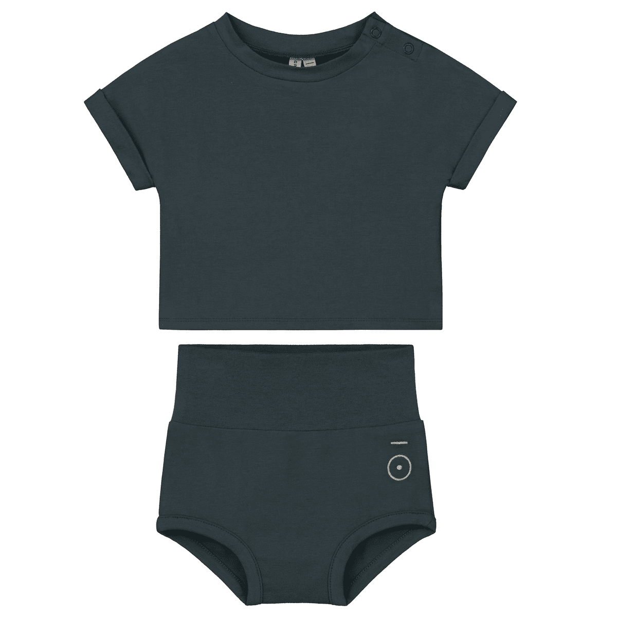 Blue Grey Roll Up Tee & Shorts