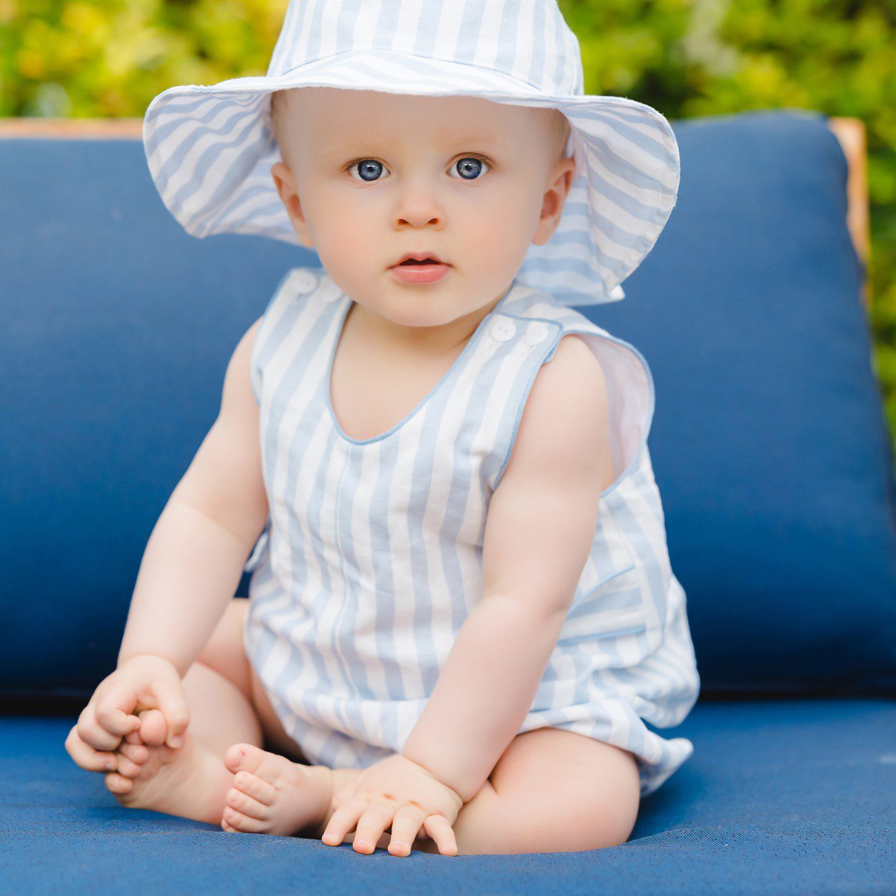 Blue Stripes Boy Romper