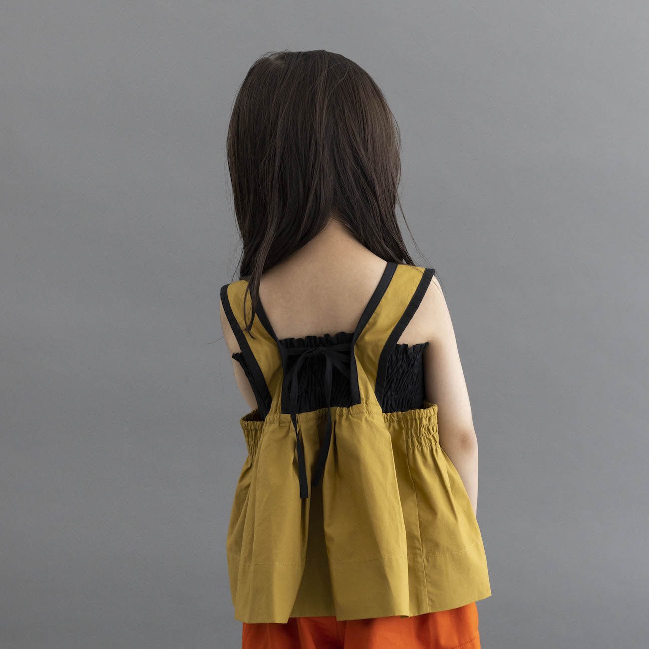 Bicolor Shirring Tops | Gold X Black