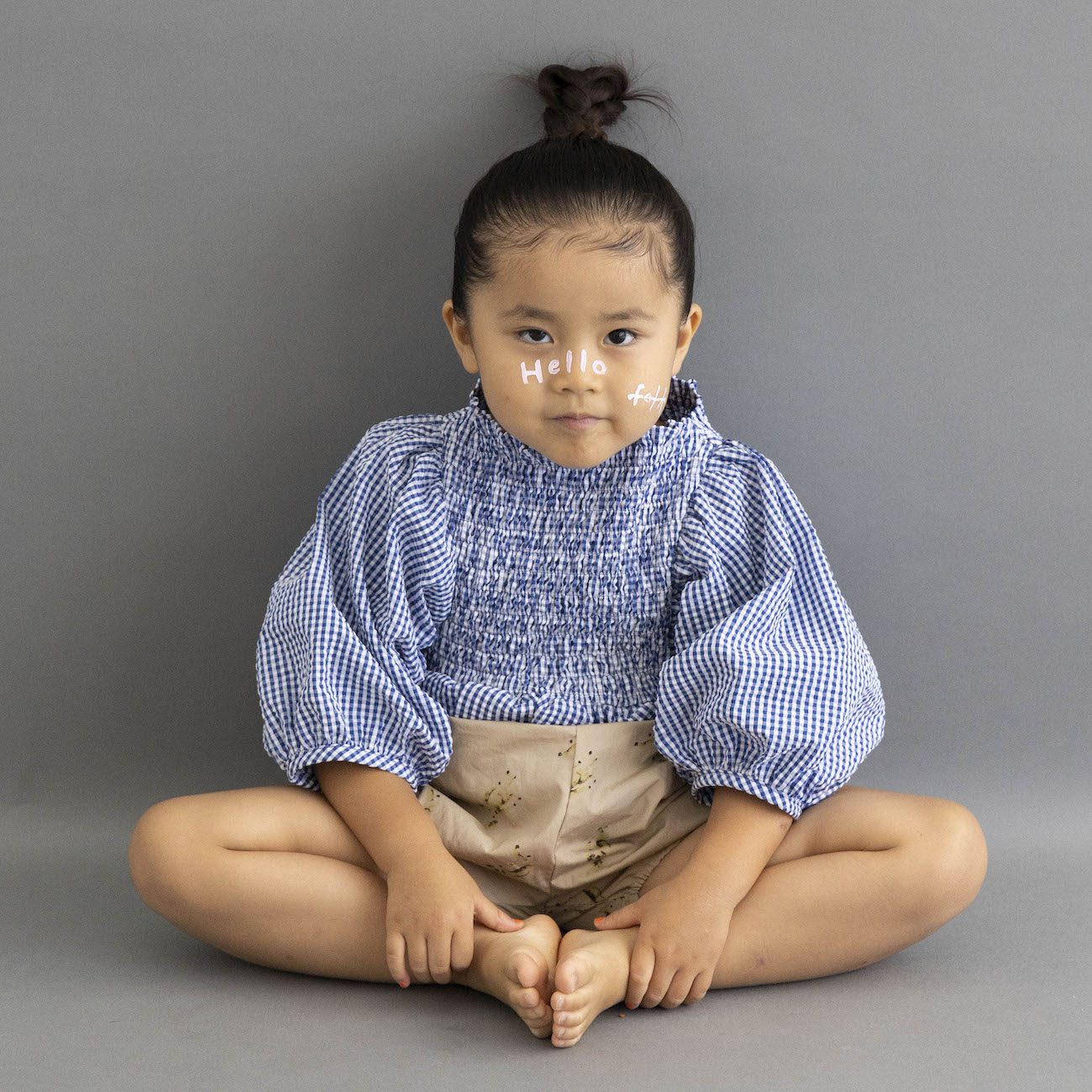 Cool Max Shirring Blouse | Blue Gingham