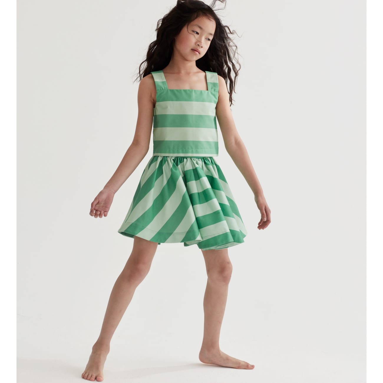 Cream Of The Crop & In Full Swing Skirt | Cricket Green & Cucumber Stripe