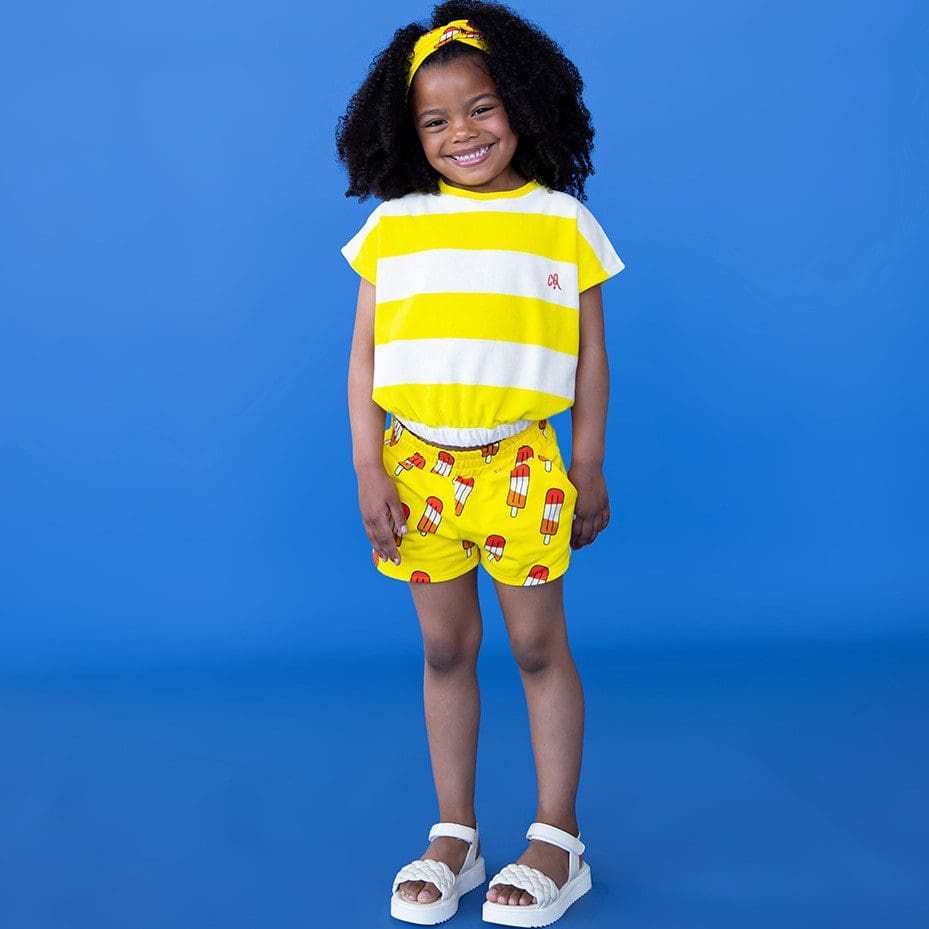 Top No Sleeve W/ Print On Back | Stripes Yellow