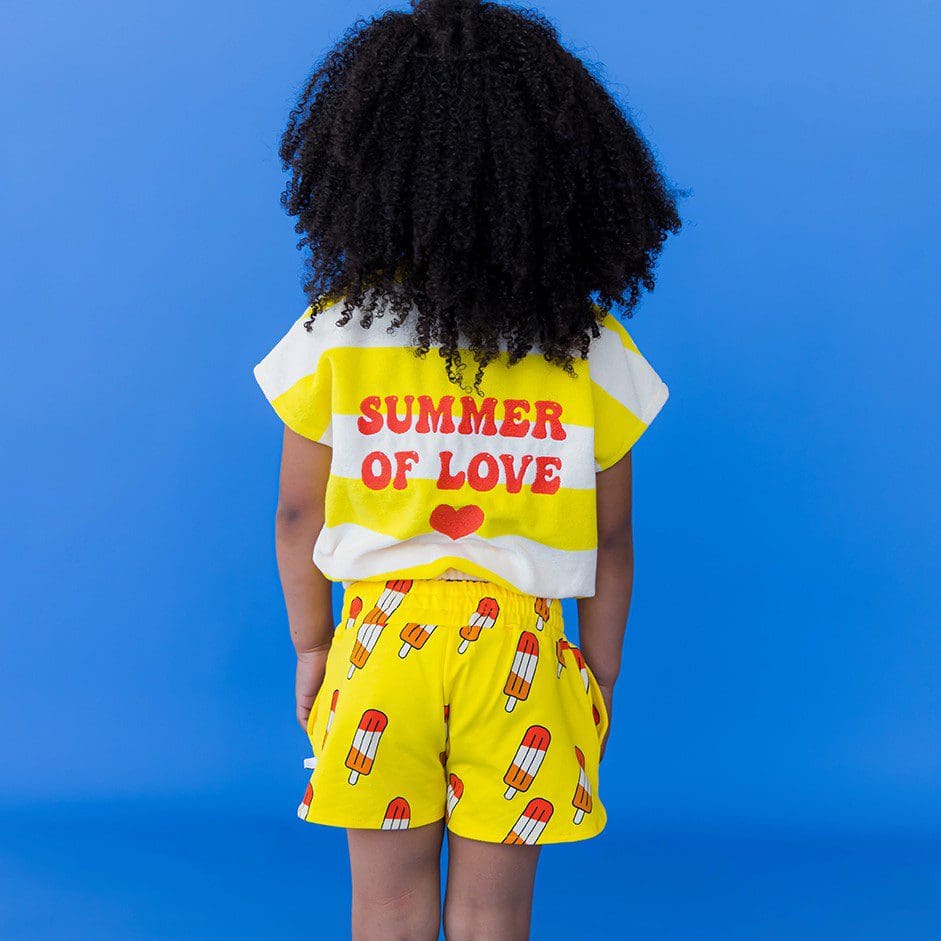 Top No Sleeve W/ Print On Back | Stripes Yellow