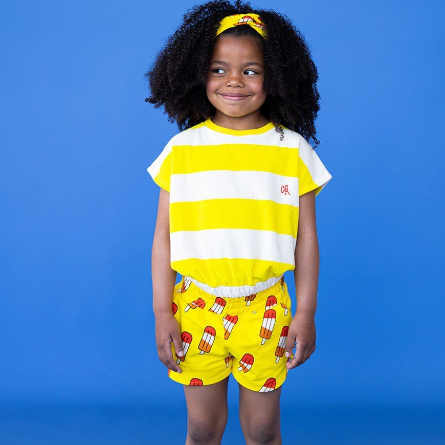 Top No Sleeve W/ Print On Back | Stripes Yellow