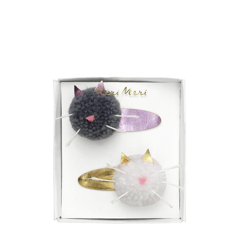Cat Pompom Hair Clips