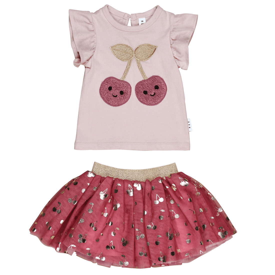 Cherry Frill T-Shirt & Gold Cherry Tulle Skirt