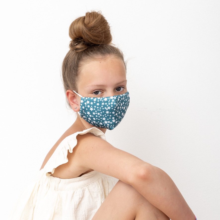 Child Star Print Face Mask | Green