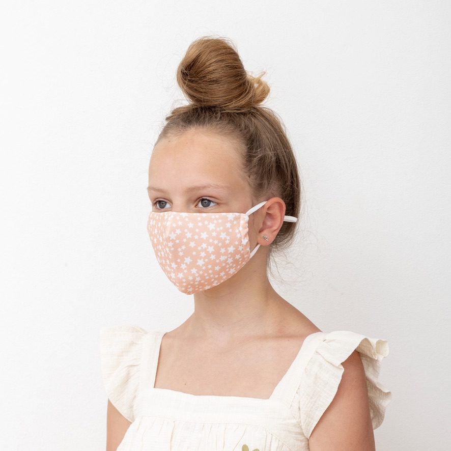 Child Star Print Face Mask | Peach Pink