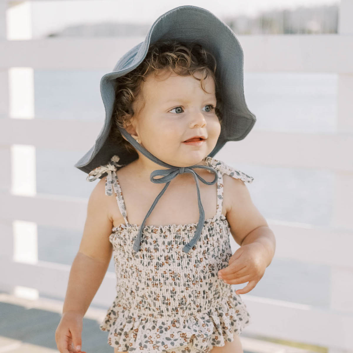 Floppy Hat | Blue Micro Stripe