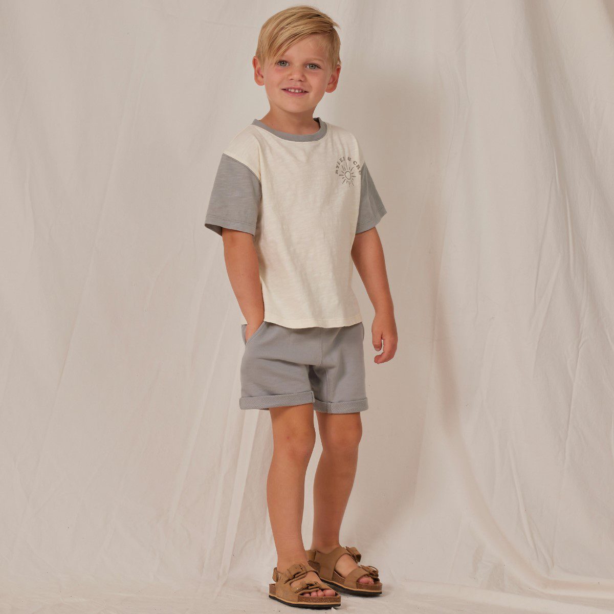 Contrast Short Sleeve Tee & Relaxed Short | Sun/Slate