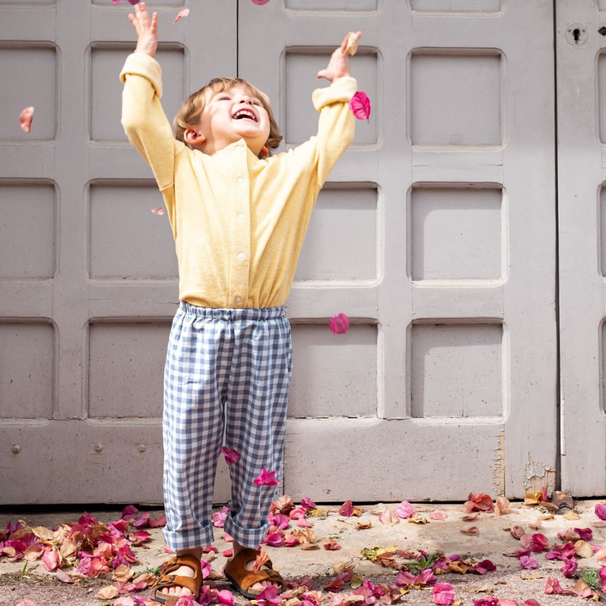 Zebra Cardigan & Killu Pants | Sun/Blue Gingham