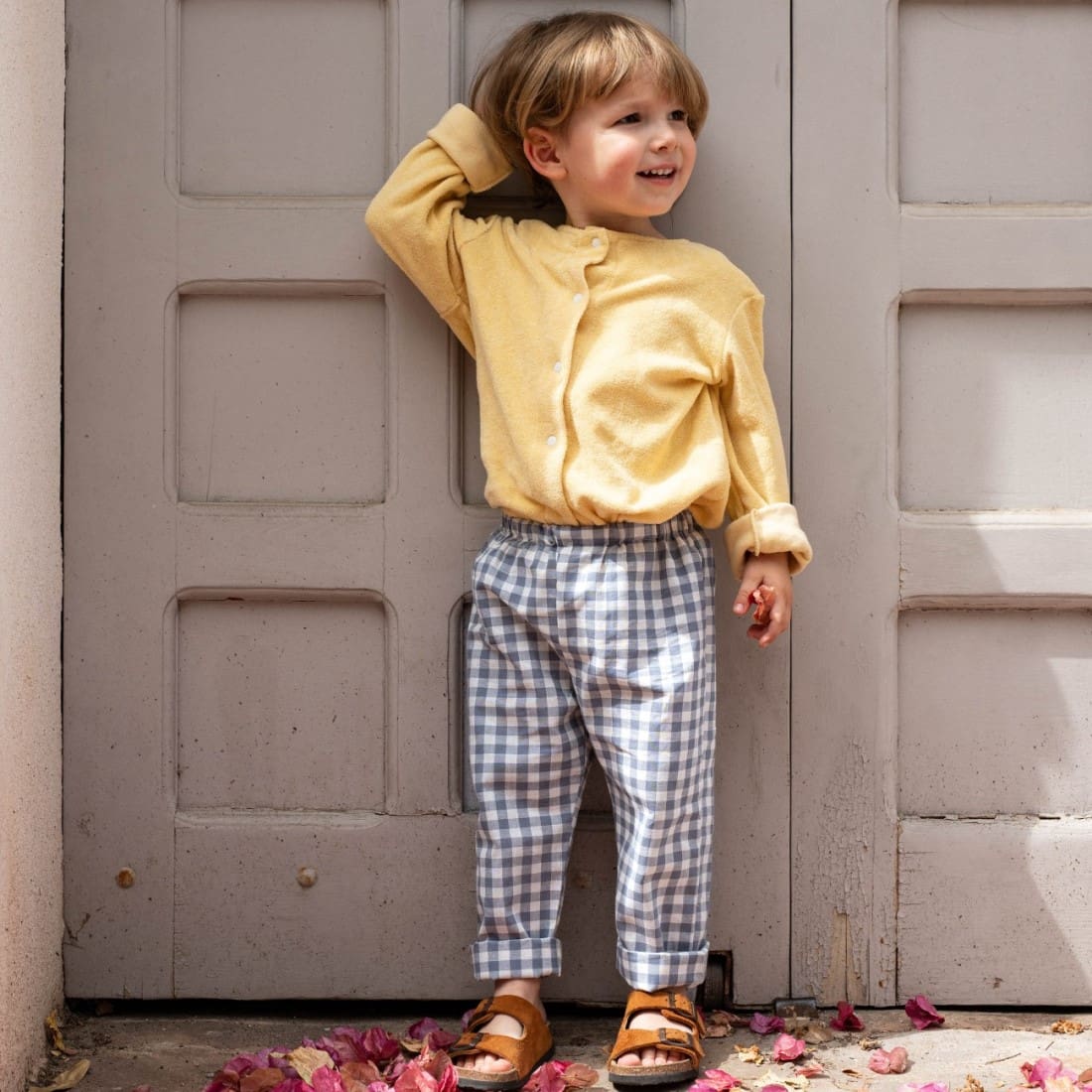 Zebra Cardigan & Killu Pants | Sun/Blue Gingham