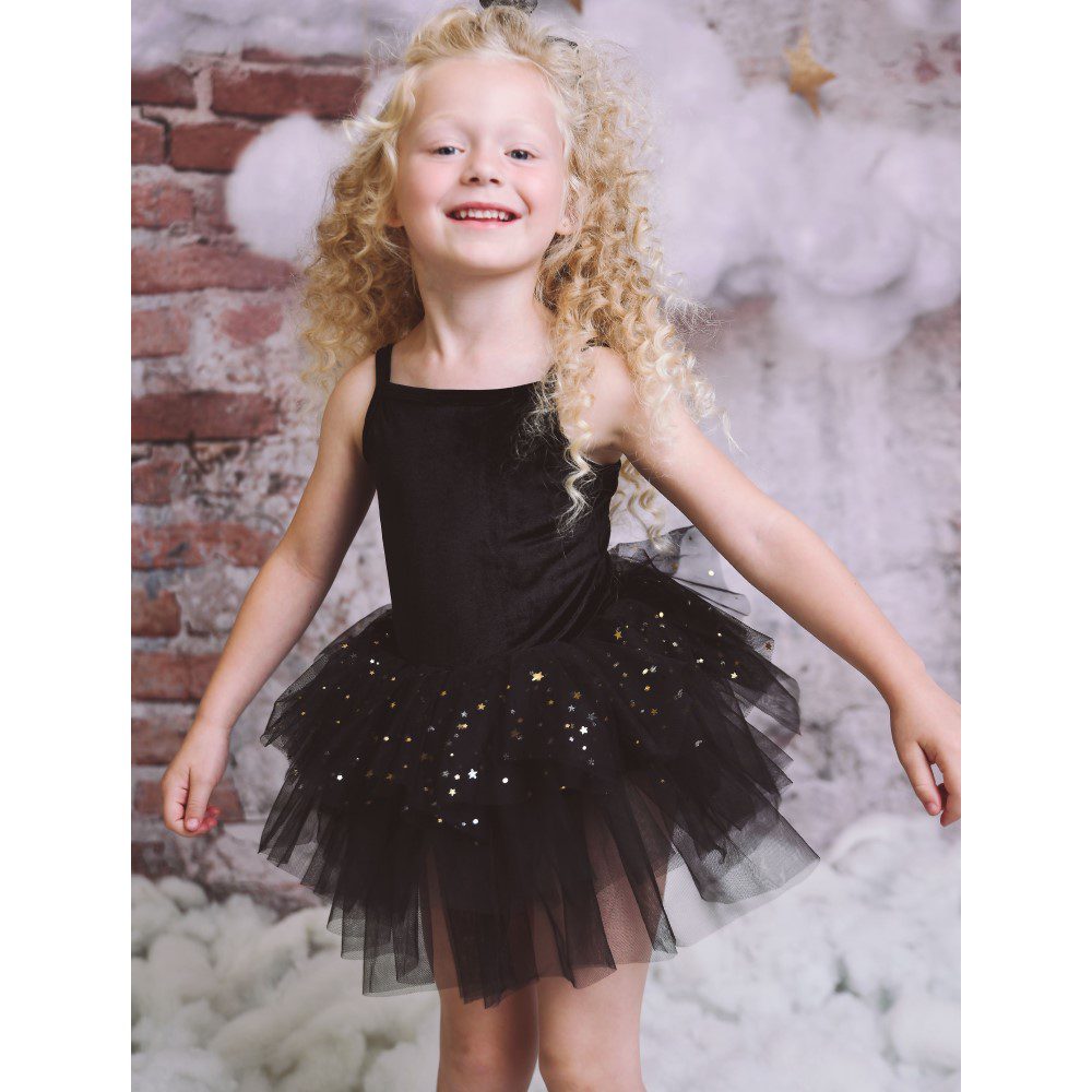 Velvet Stars & Moons Dress | Black