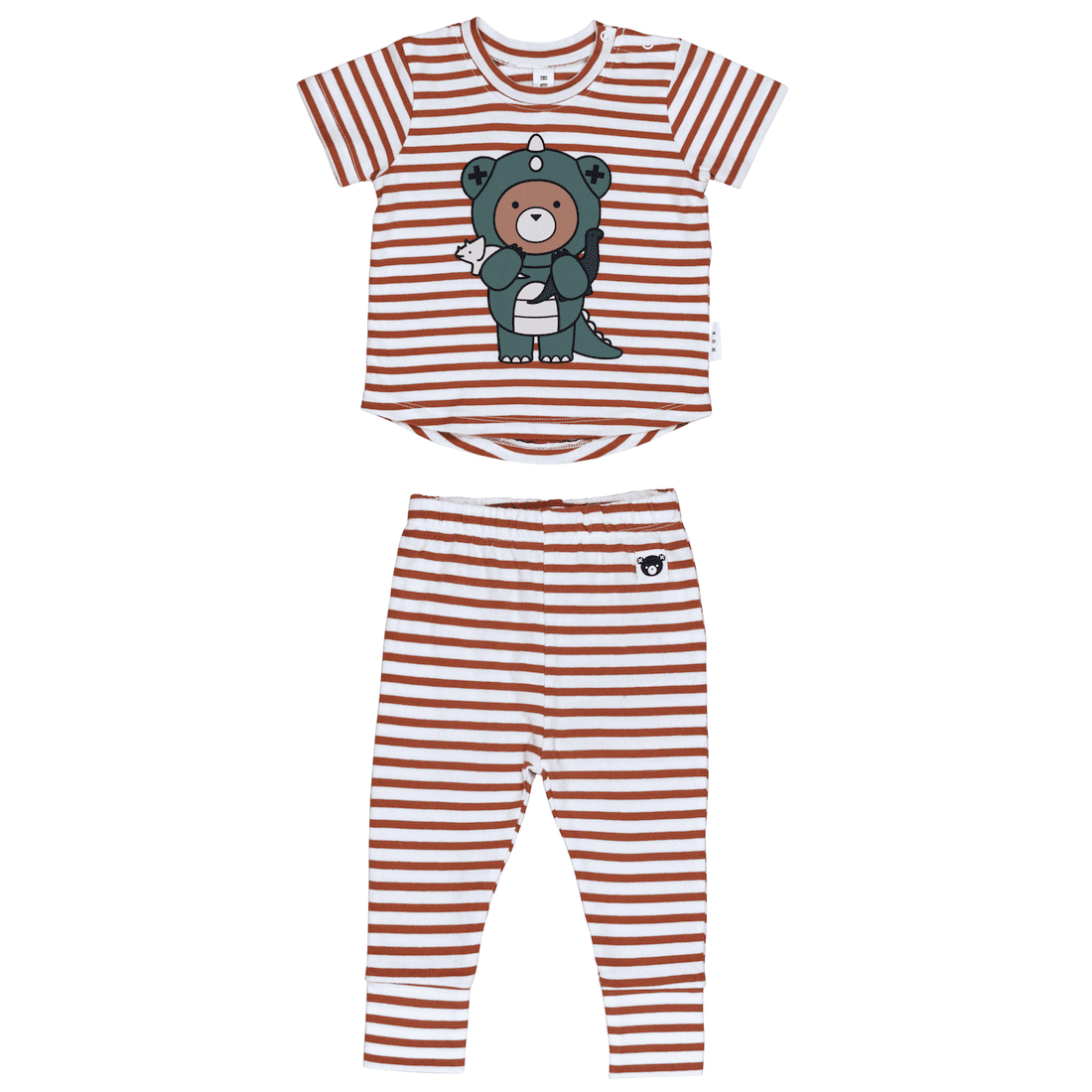 Dino Bear Stripe T-Shirt & Stripe Pants