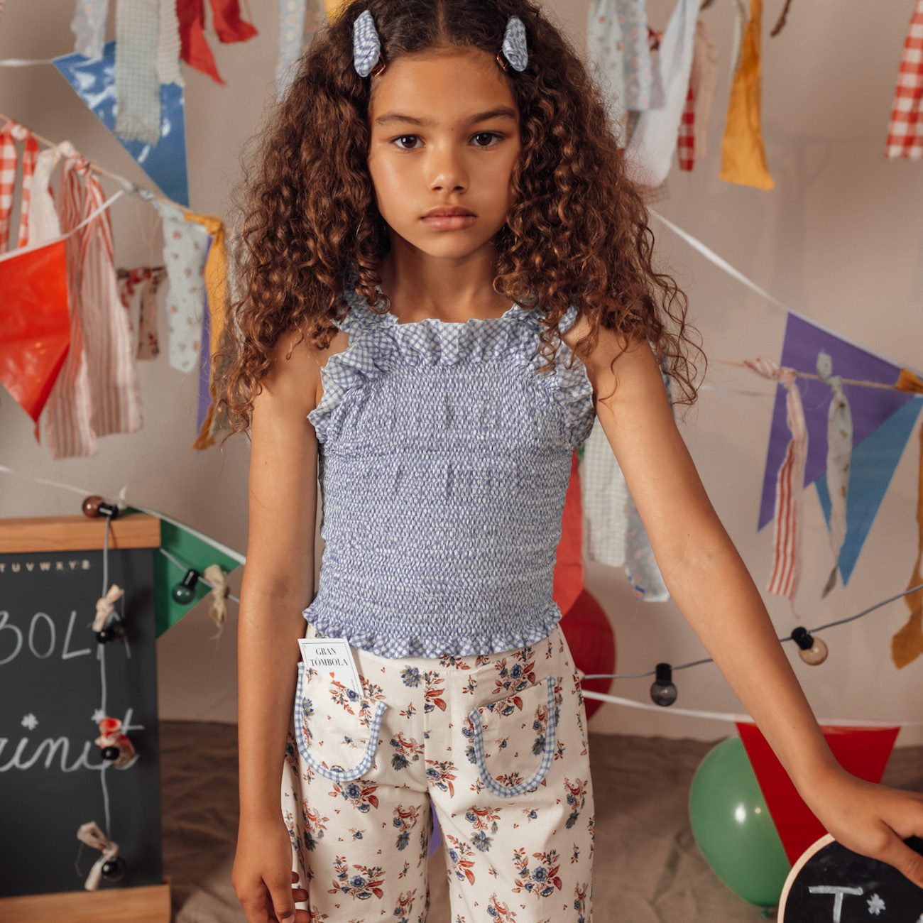 Blue Rubberized Gingham Top