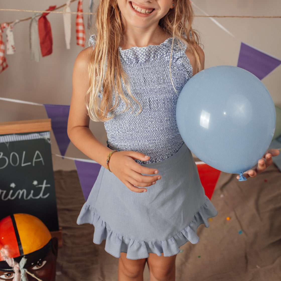 Blue Rubberized Gingham Top