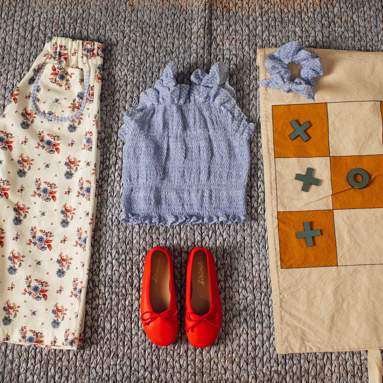 Blue Rubberized Gingham Top