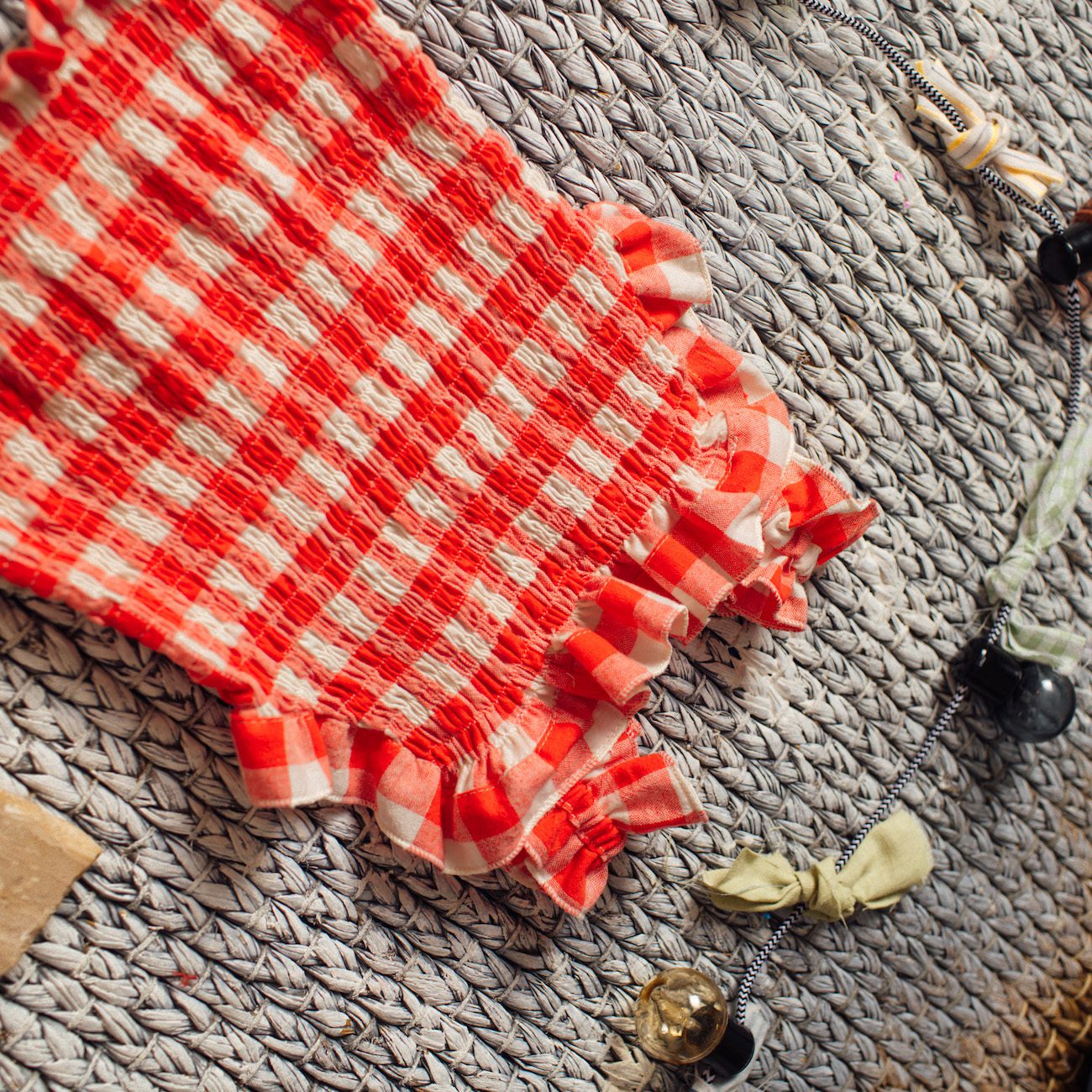 Red Rubberized Gingham Top