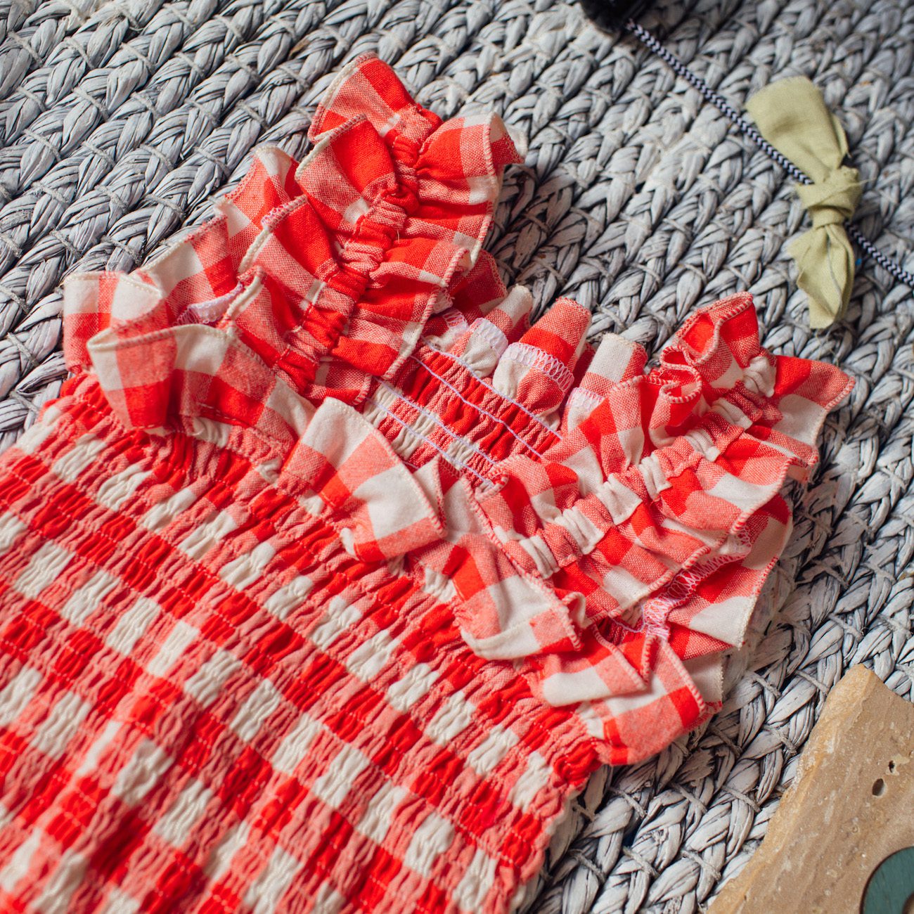 Red Rubberized Gingham Top