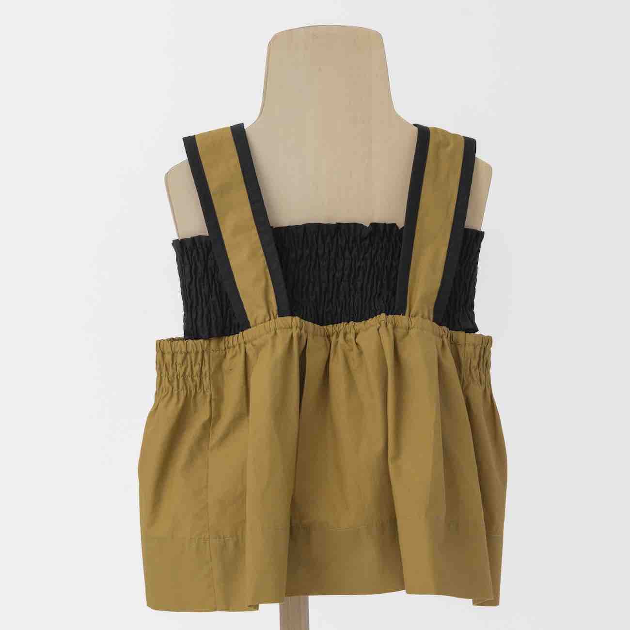 Bicolor Shirring Tops | Gold X Black