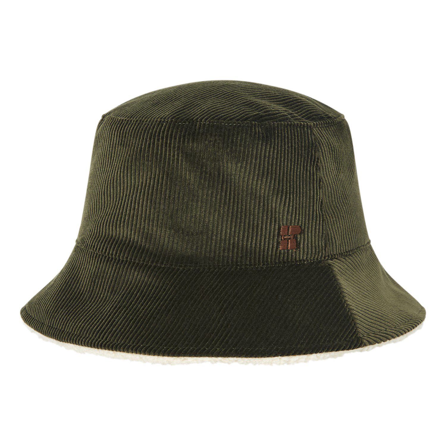 Sherpa Lined Corduroy Bucket Hat Dark Green