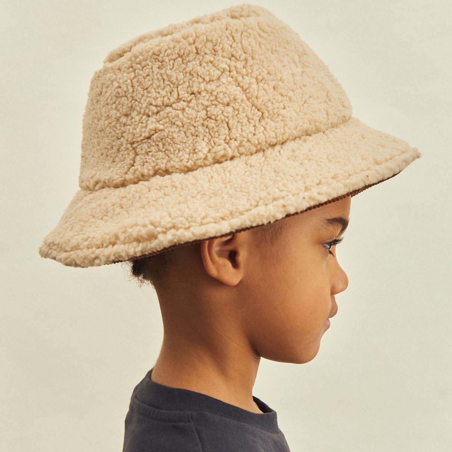 Sherpa Lined Corduroy Bucket Hat Brown