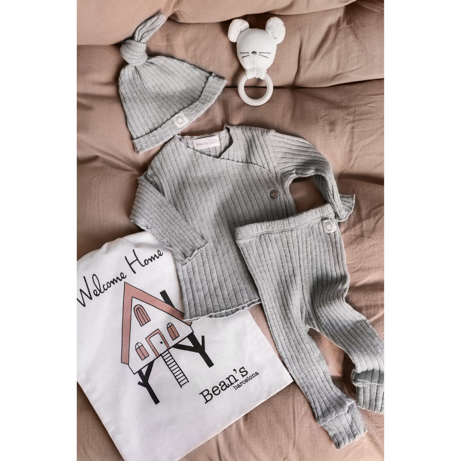 Ribbed Wrap Over Top & Leggings | Grey