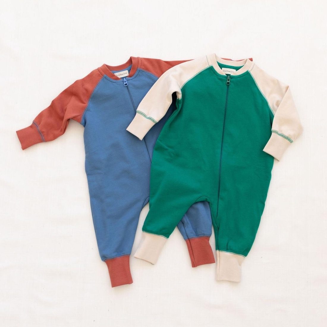 Zip Romper | Vintage Blue/Tomato