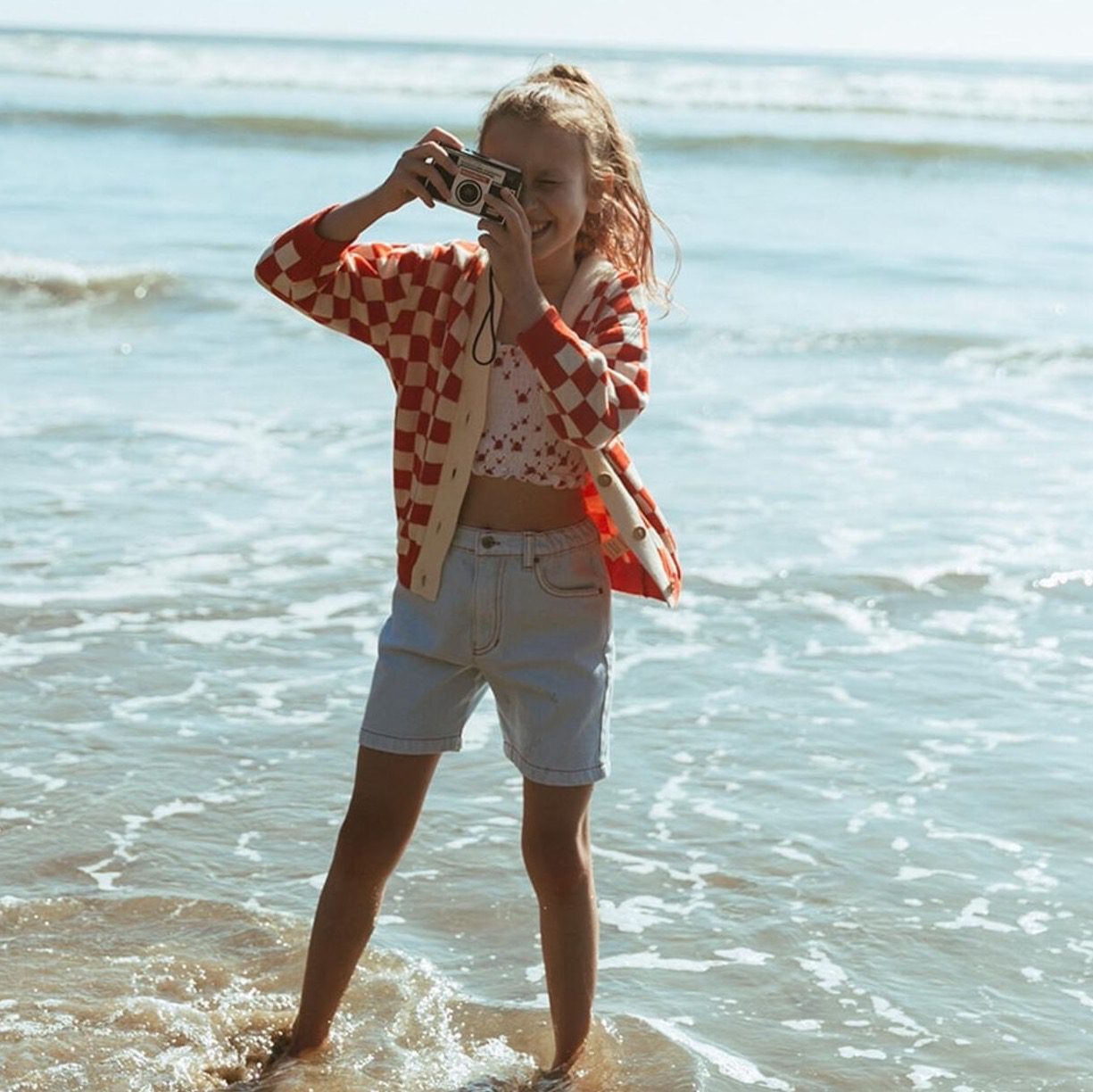 Vintage Denim Shorts | Light Wash W/ Crab